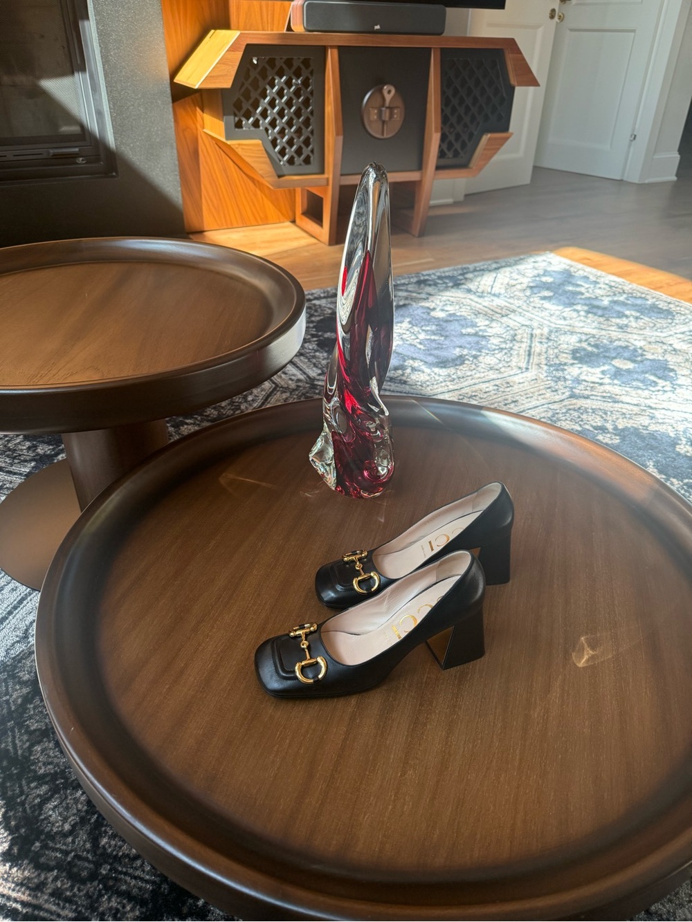 Gucci Black Leather Horsebit Block Heels - Picture 8 of 8